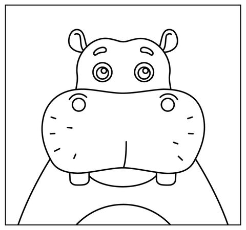 Cartoon Hippo Selfie Coloring Page